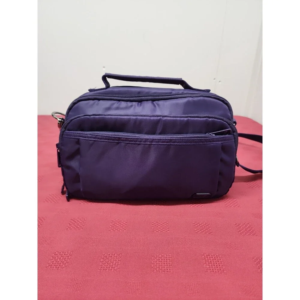 Lug Scoop Medium Top Handle Crossbody Bag In Purple RFID Pocket Travel Friendly